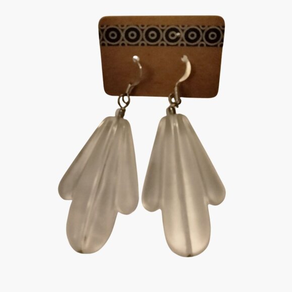 Clear Acrylic Drop Earrings Vintage Art Deco - Picture 1 of 3